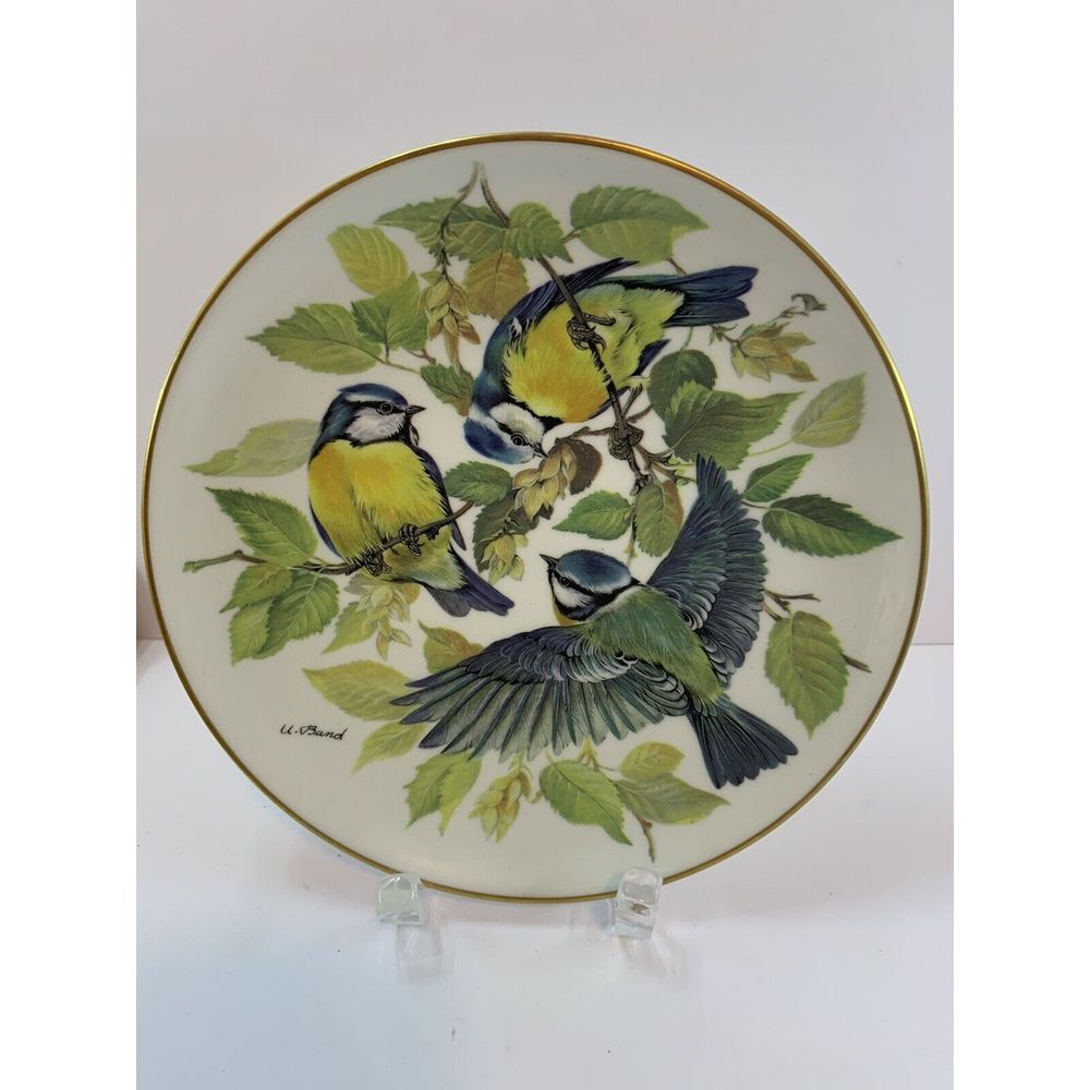 Vintage 1985 Collector's Plate " BLAUMEISE" by Ursula Band 22K Gold Rim w/COA